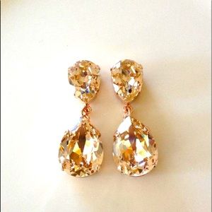 Bridal Earrings Swarovski Crystal in Champagne